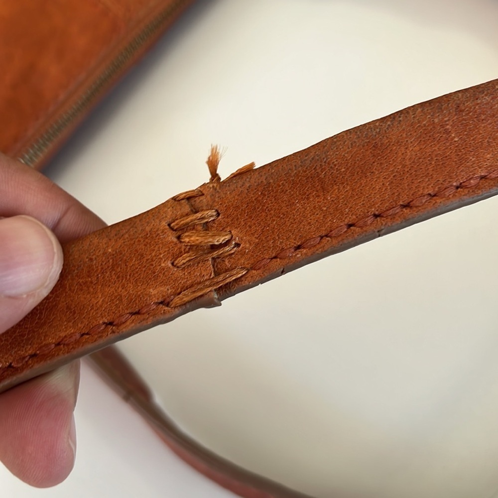 Fossil Vintage Leather Satchel Tote Shoulder Bag Brown Orange Distressed - Picture 9 of 14